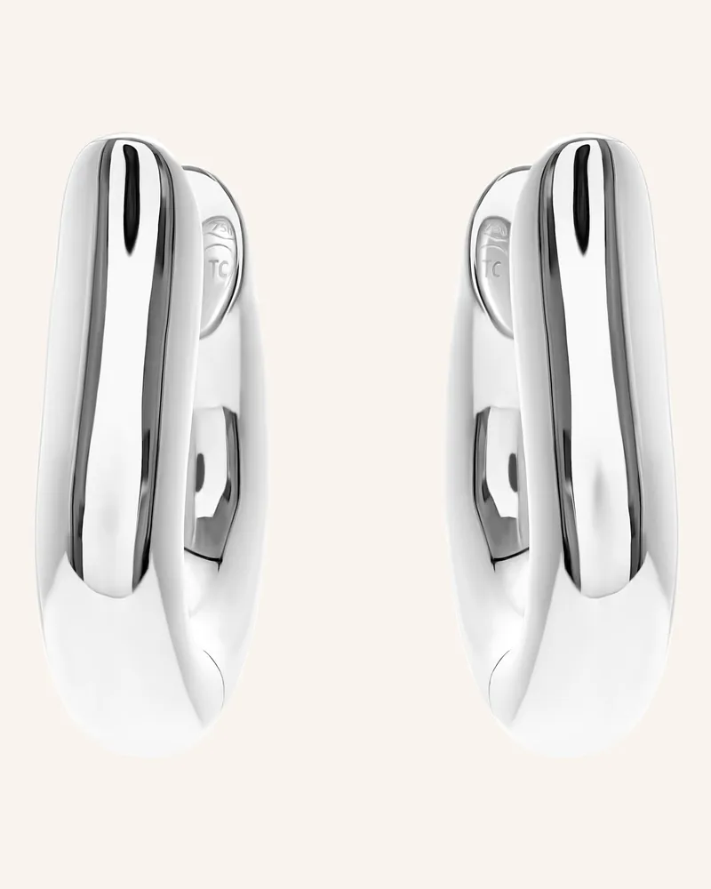TAMARA COMOLLI Ohrstecker Signature Ohrstecker Hoop Medium 18k Weißgold silber Weissgold