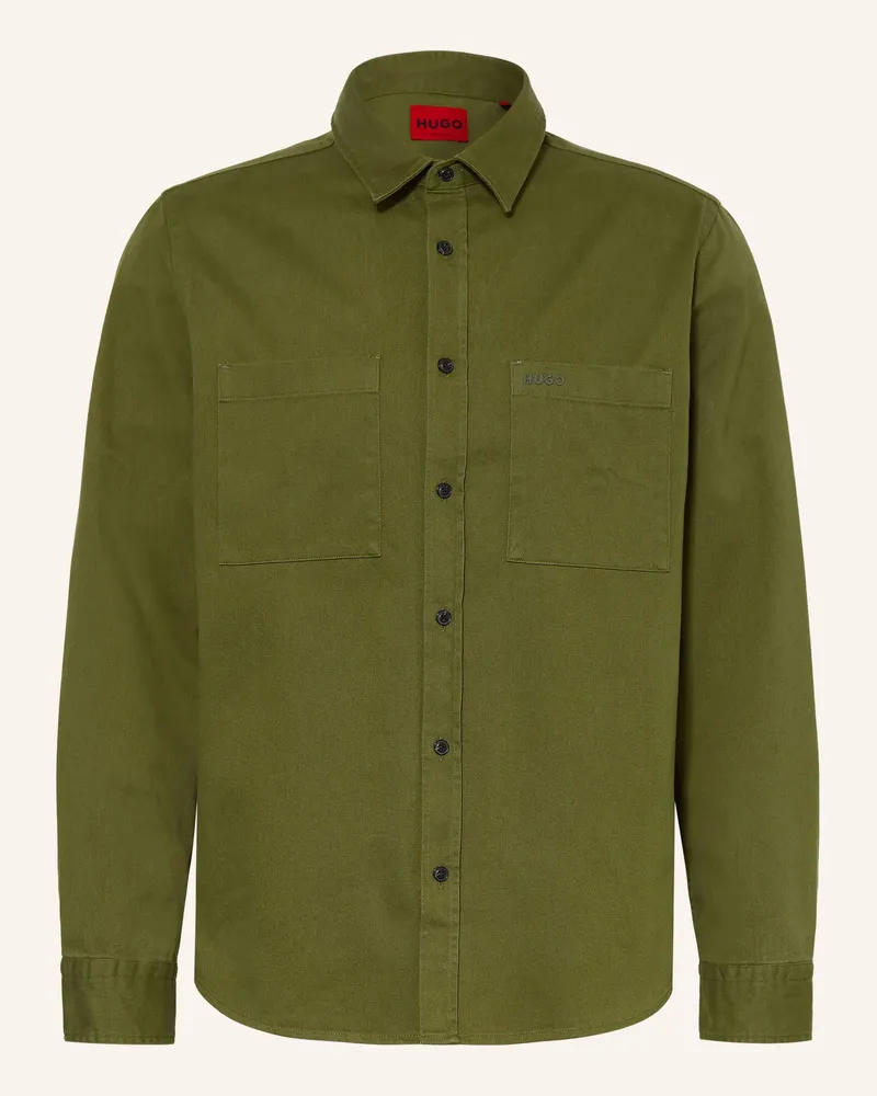HUGO BOSS Hemd Egrin Straight Fit gruen Oliv