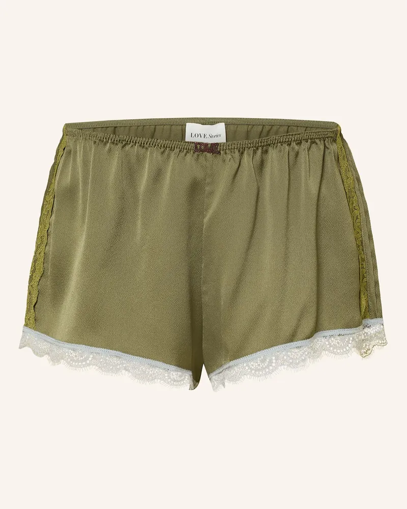 LOVE Stories Schlafshorts APOLLO aus Satin Oliv