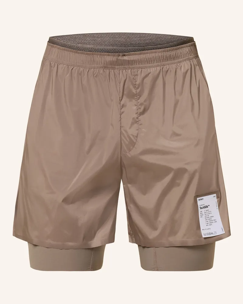 Satisfy 2-in-1-Laufshorts TECHSILK™ 5 Taupe