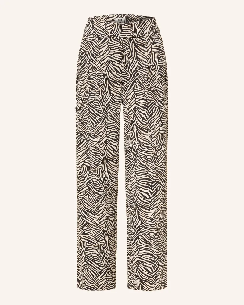 ICHI Marlenehose Ihkate Print schwarz Schwarz