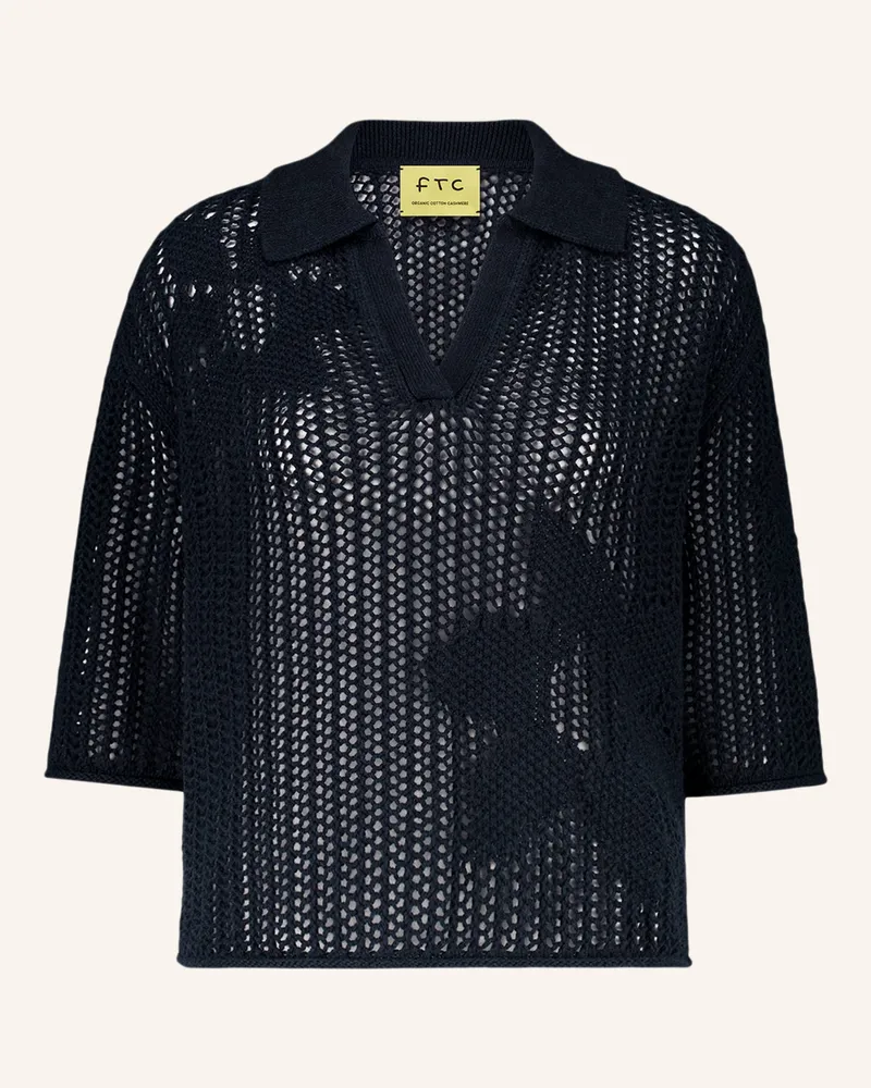 FTC Cashmere Pullover mit Cashmere und 3/4-Arm Dunkelblau