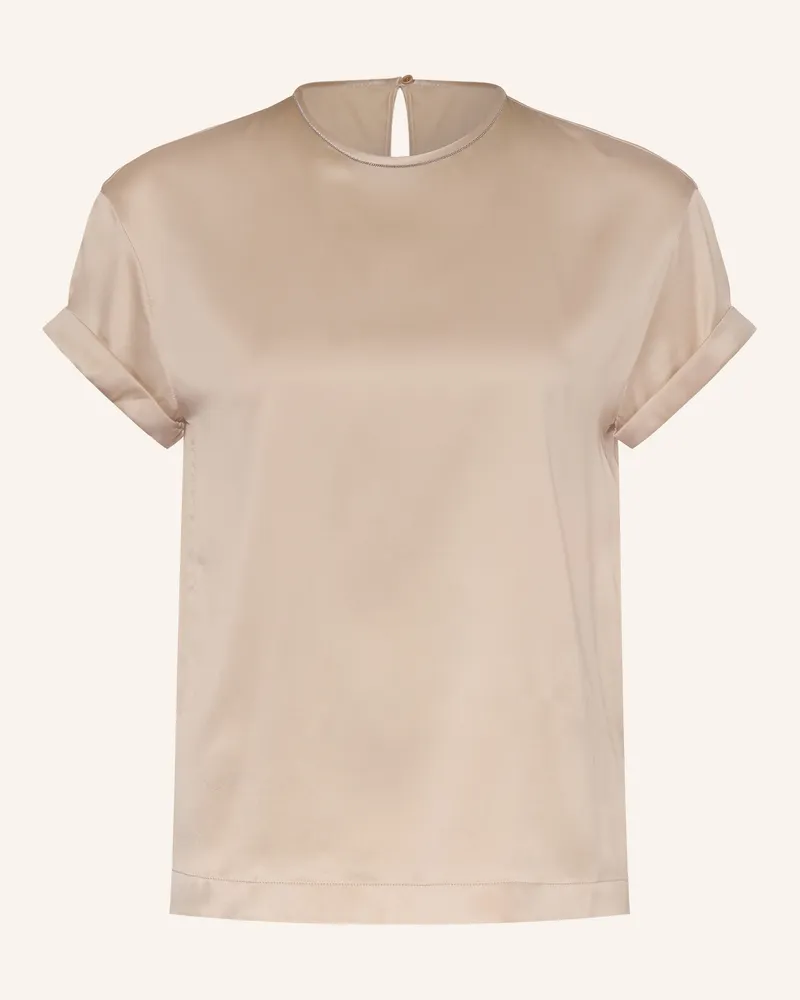 Brunello Cucinelli Blusenshirt Aus Seide Mit Schmucksteinen beige Hellbraun