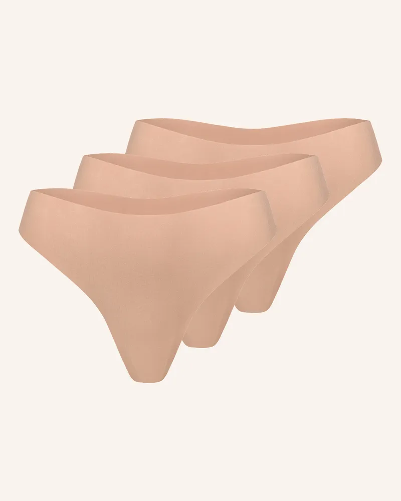 Ehrlich Textil 3er Pack Casual Cotton String Aus Bio-Baumwolle - Nahtlose Kanten braun Rosa