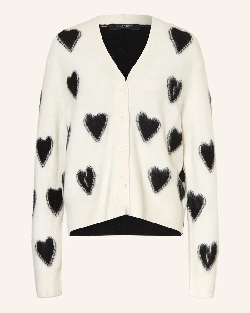 AllSaints Strickjacke Scatter Heart Mit Alpaka weiss Creme