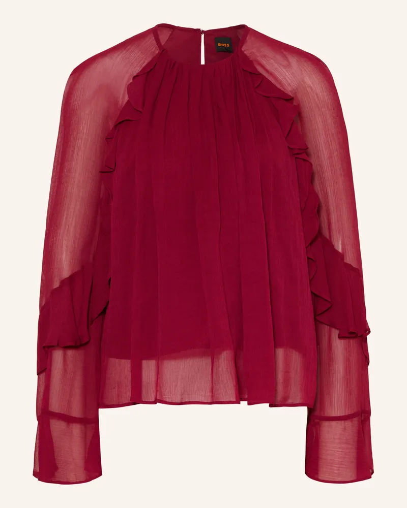 HUGO BOSS Blusenshirt Bradia Mit Volants rot Dunkelrot