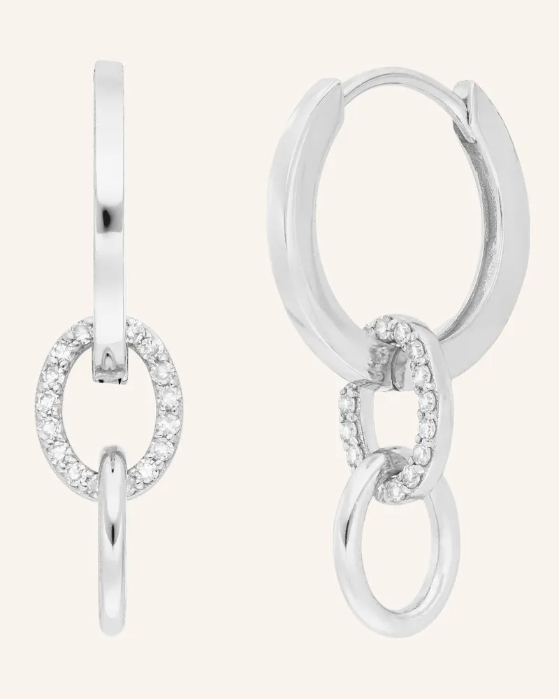 Leaf Creolen Eternal Touch Aus 14 Karat Weißgold Mit Diamanten silber Weissgold