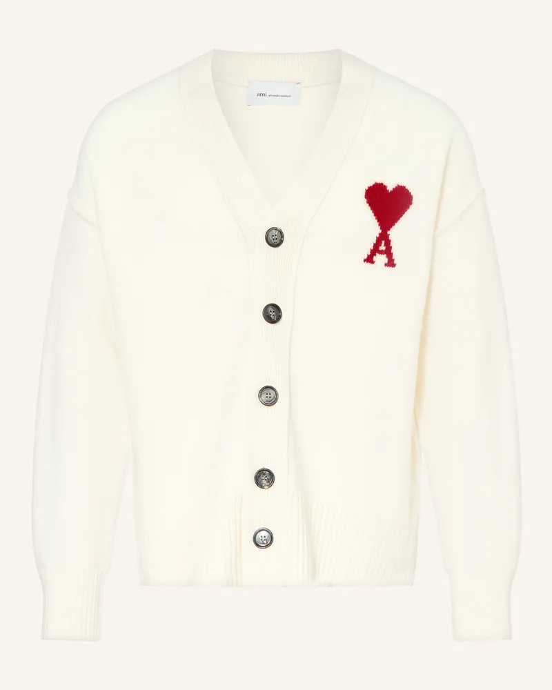 AMI Paris Strickjacke weiss Ecru