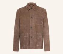 Leder-Overshirt braun