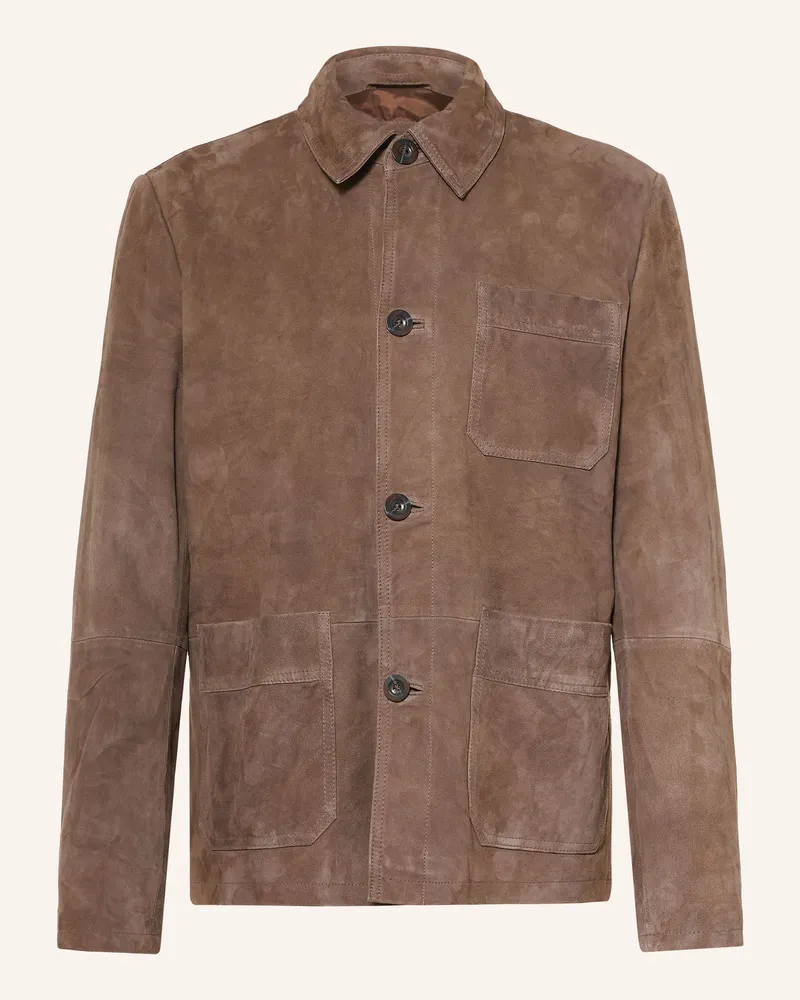 Strokesman's Leder-Overshirt braun Braun