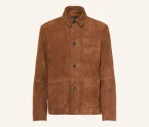 Leder-Overshirt braun