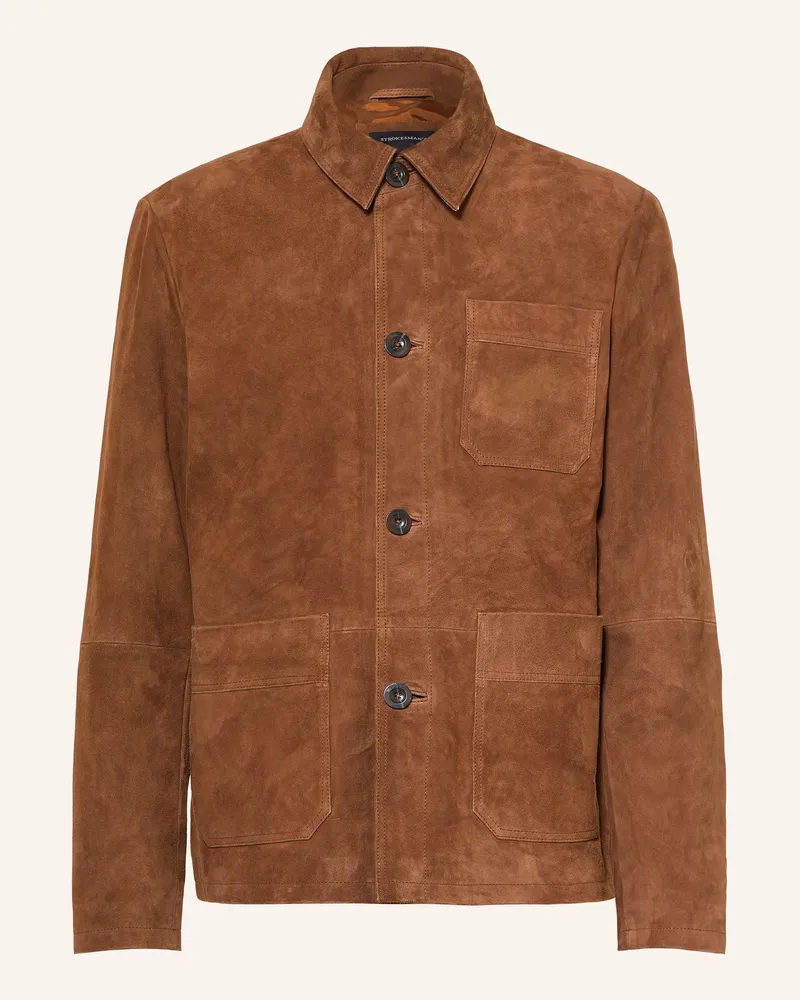 Strokesman's Leder-Overshirt braun Braun