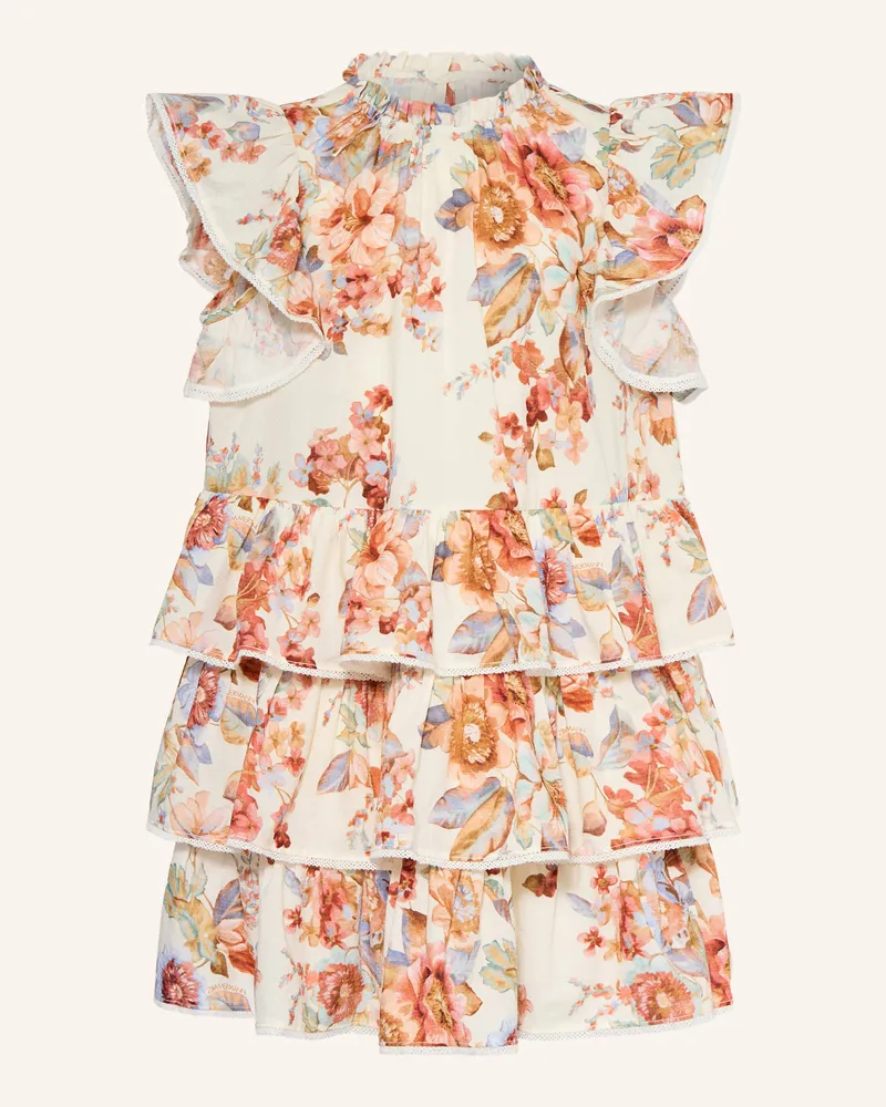 Zimmermann Kleid Awaken Mit Rüschen weiss Creme