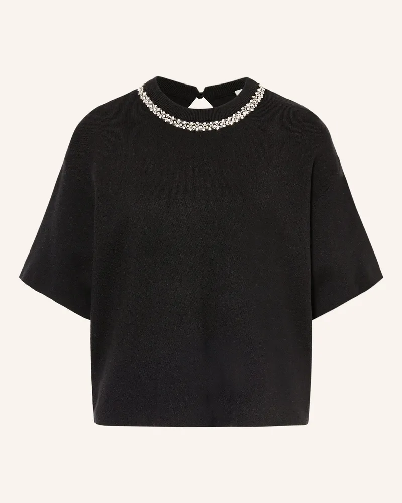 ICHI Strickshirt IHDORISE mit Schmucksteinen Schwarz