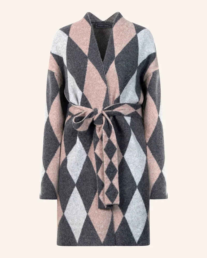 White Label Strickmantel Strickmantel Im Harlekin Muster beige Taupe