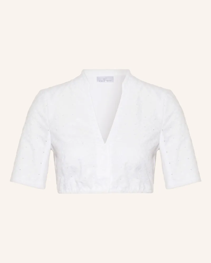 WALDORFF Dirndlbluse im Materialmix Weiss