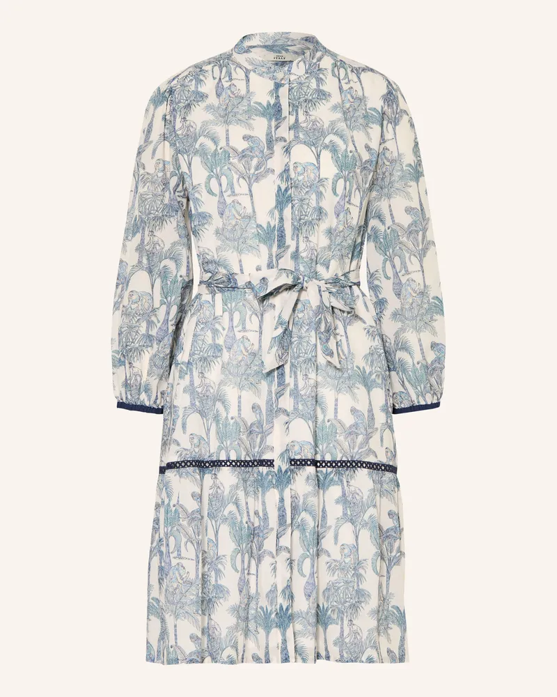 0039 Italy Hemdblusenkleid Milo Mit 3/4-Arm Und Spitze blau Creme