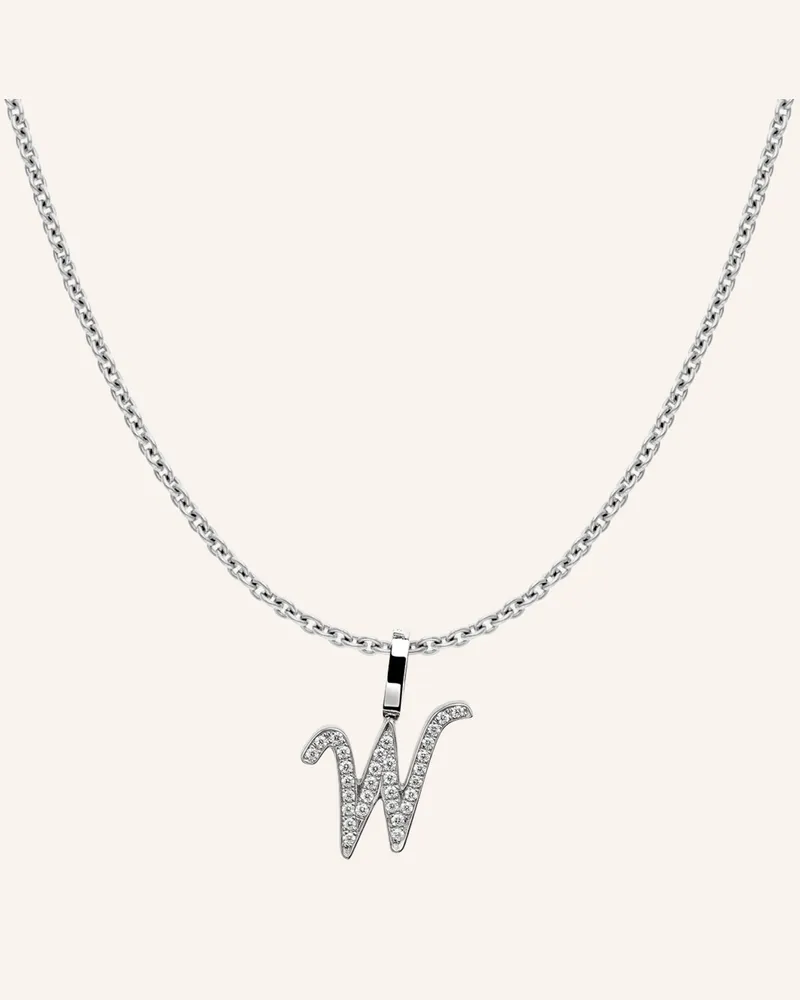 CADA Kette TINY DIAMOND LETTER W Weissgold
