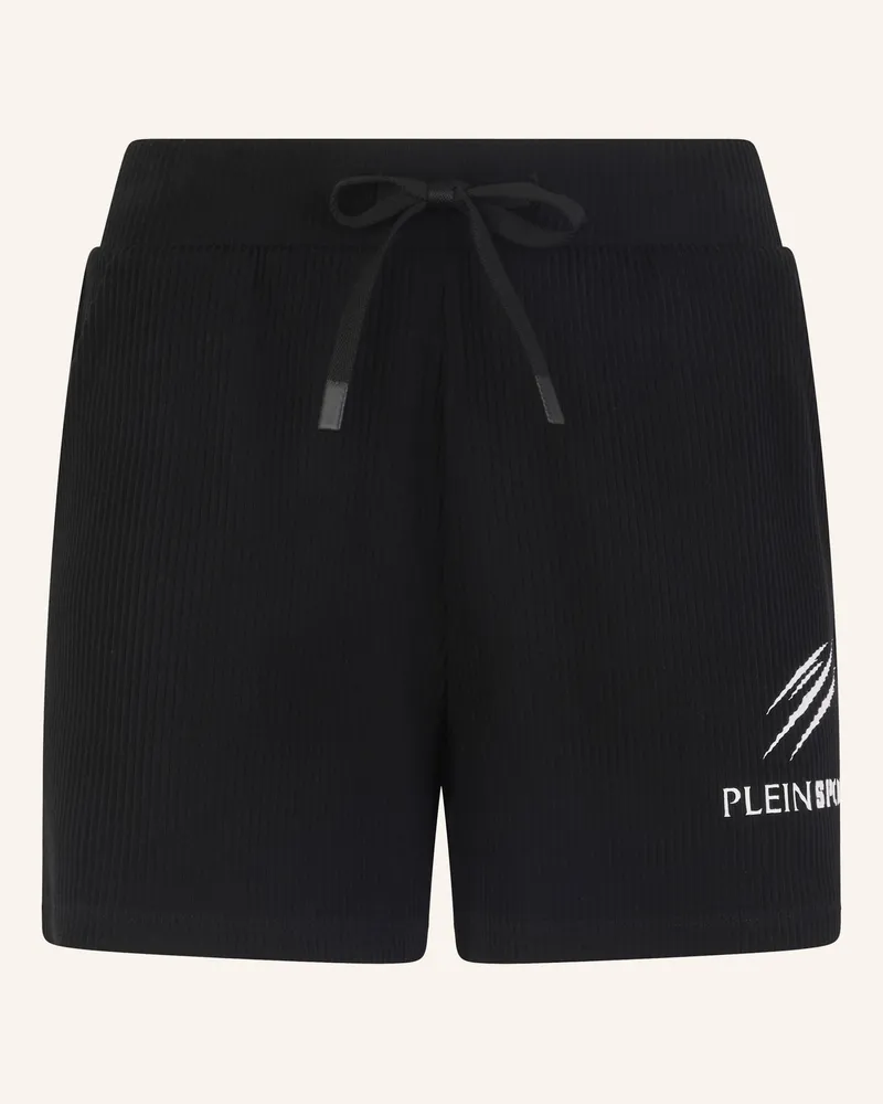 Philipp Plein Plein Sport Ribbed Loose Fit Shorts Scratch weiss Schwarz