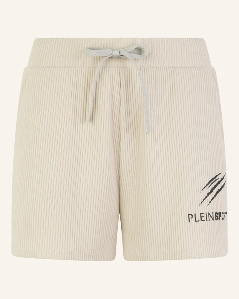 Philipp Plein Plein Sport Ribbed Loose Fit Shorts Scratch weiss Schwarz