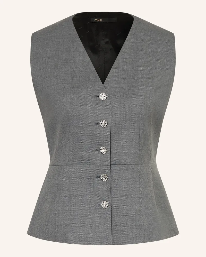 Maje Blazerweste mit Schmucksteinen Grau