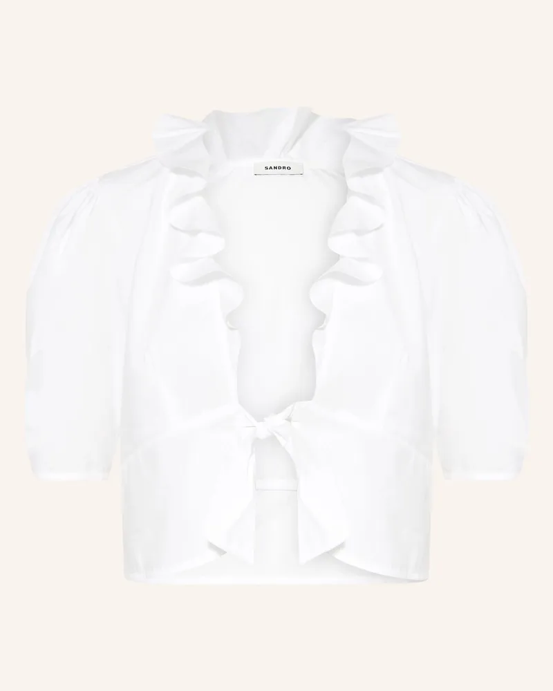 Sandro Bluse mit Volants Weiss