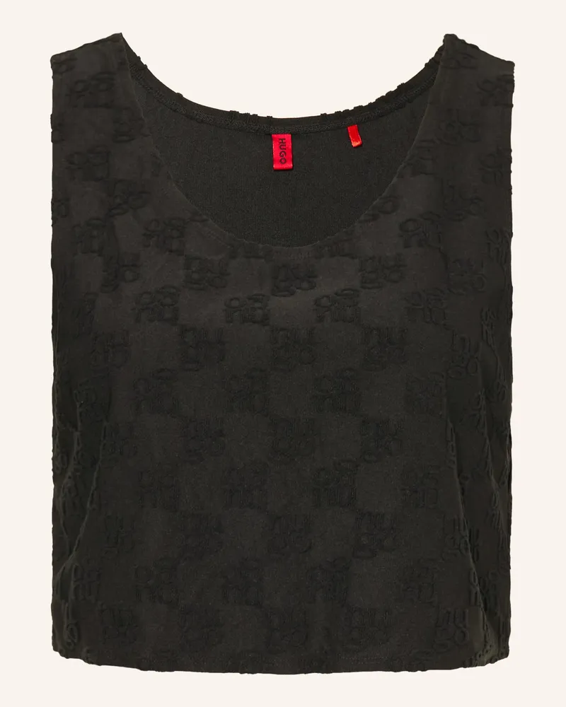 HUGO BOSS Cropped-Top TERRY Schwarz