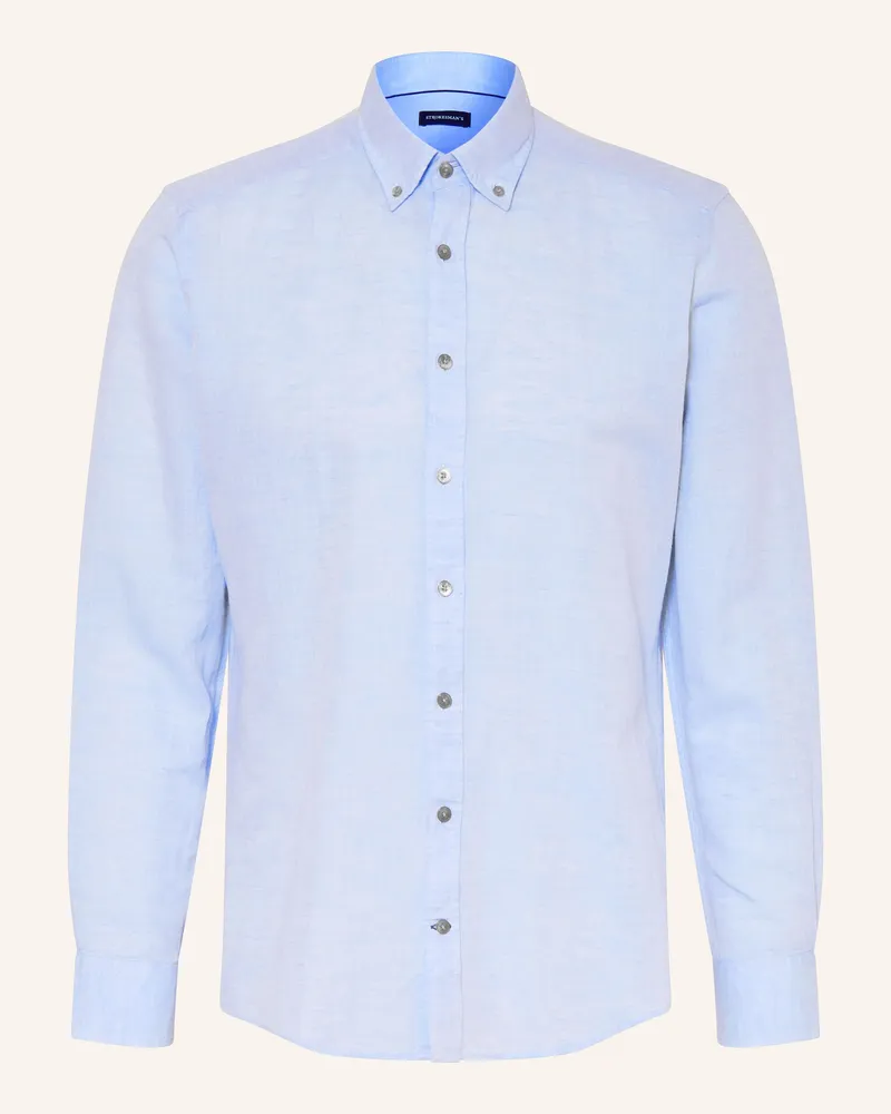 Strokesman's Hemd Regular Fit mit Leinen Hellblau