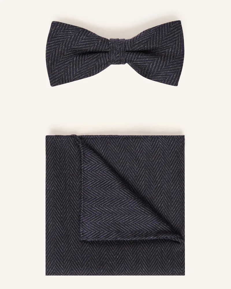 Olymp Set: Fliege Und Einstecktuch blau Dunkelblau