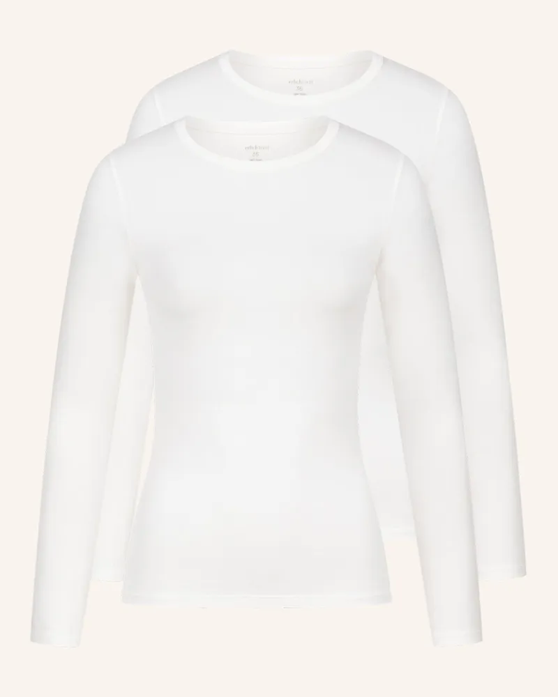 Ehrlich Textil 2er Pack Light Touch Schmales Langarmshirt Aus Lyocell - Seidig Weich weiss Beige