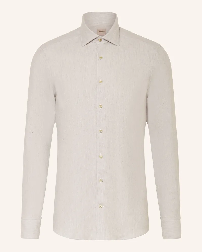 Stenströms Flanellhemd Slim Fit Hellgrau