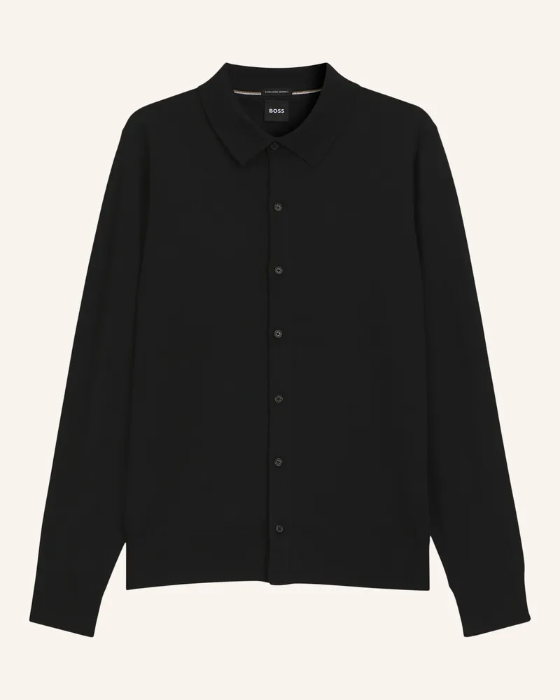 HUGO BOSS Strickjacke H-Helbert Regular Fit schwarz Schwarz