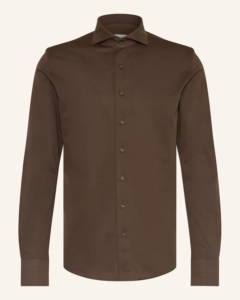 Profuomo Hemd Slim Fit Dunkelbraun