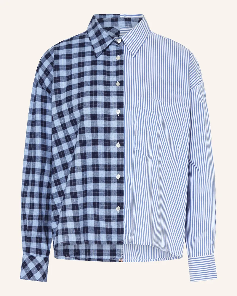 Emily van den Bergh Hemdbluse im Materialmix Dunkelblau