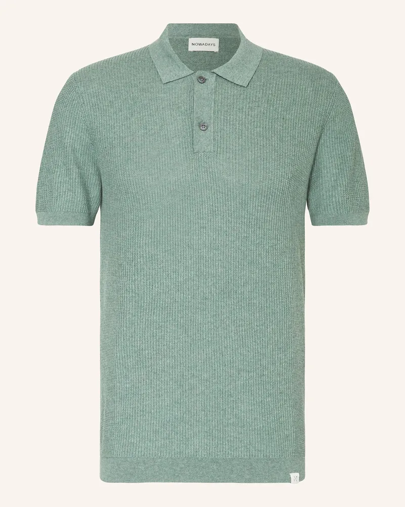Nowadays Strick-Poloshirt Dunkelgrün