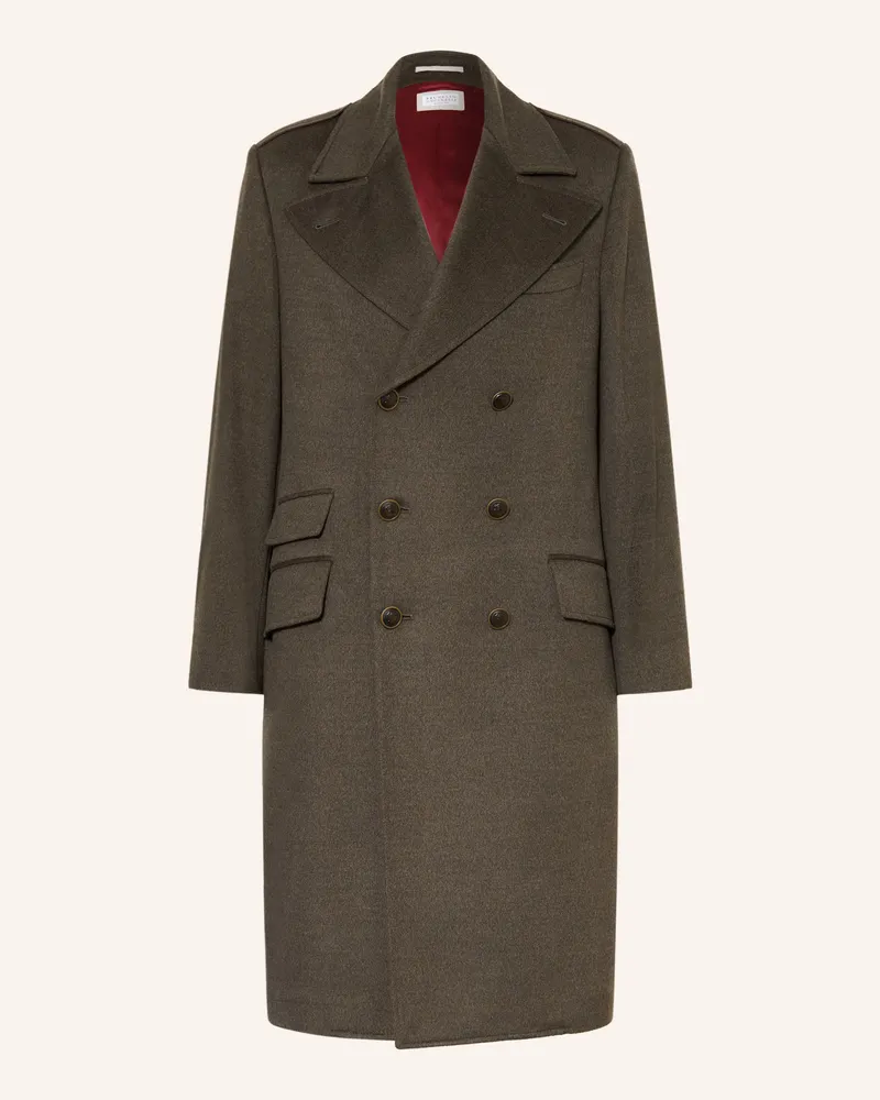 Brunello Cucinelli Wollmantel braun Taupe