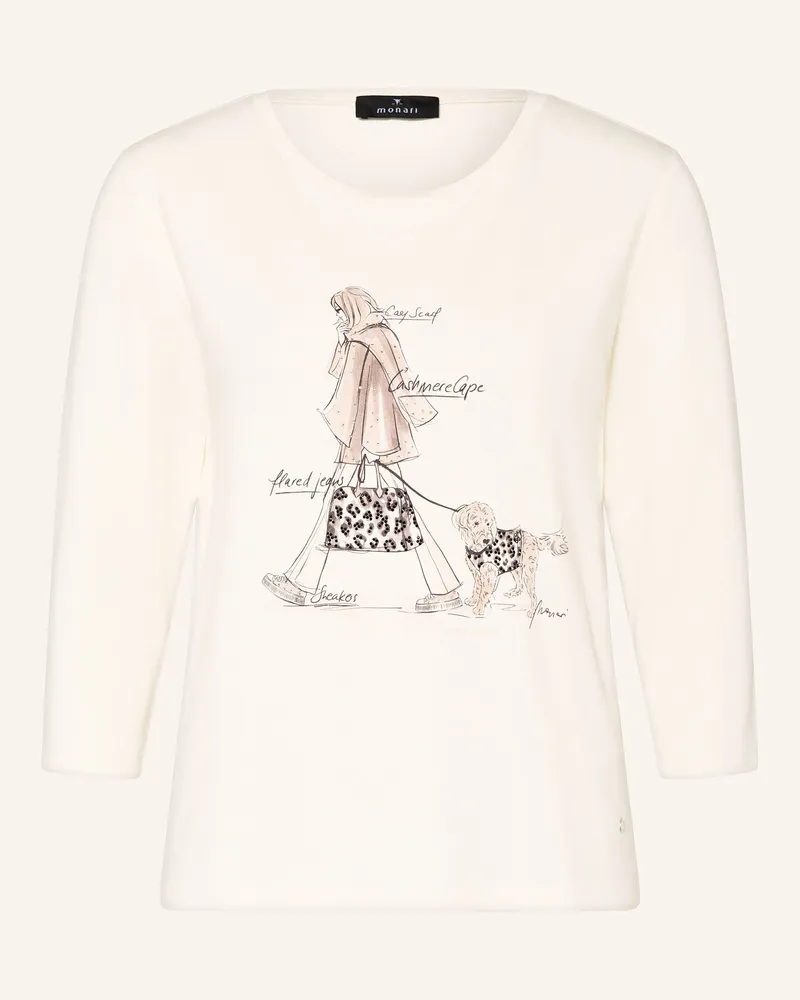 monari Shirt mit 3/4-Arm und Schmucksteinen Ecru