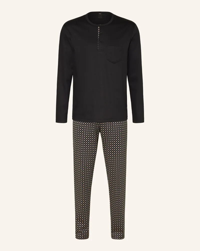 Calida Schlafanzug Relax Cosy Vibes schwarz Schwarz