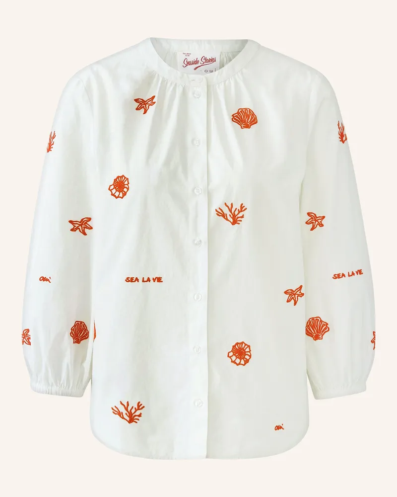 Oui  Bluse mit 3/4-Arm Weiss