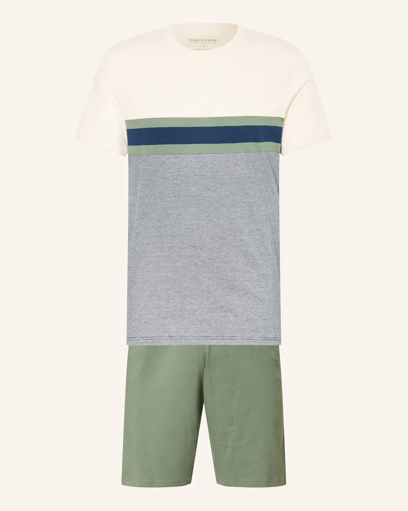 Schiesser Shorty-Schlafanzug Casual Nightwear gruen Khaki