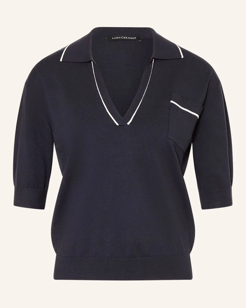 Luisa Cerano Strick-Poloshirt blau Dunkelblau