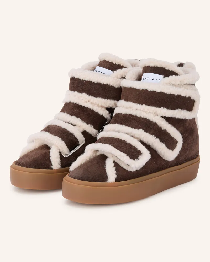 INUIKII Hightop-Sneaker Shearling Velcro Wedge braun Dunkelbraun