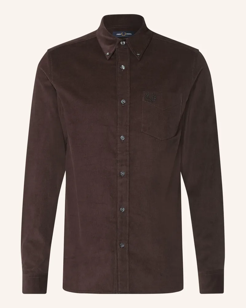 Fred Perry Cordhemd Slim Fit braun Dunkelbraun