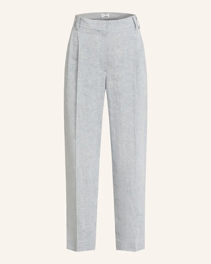 Brunello Cucinelli Leinenhose mit Glitzergarn Blaugrau