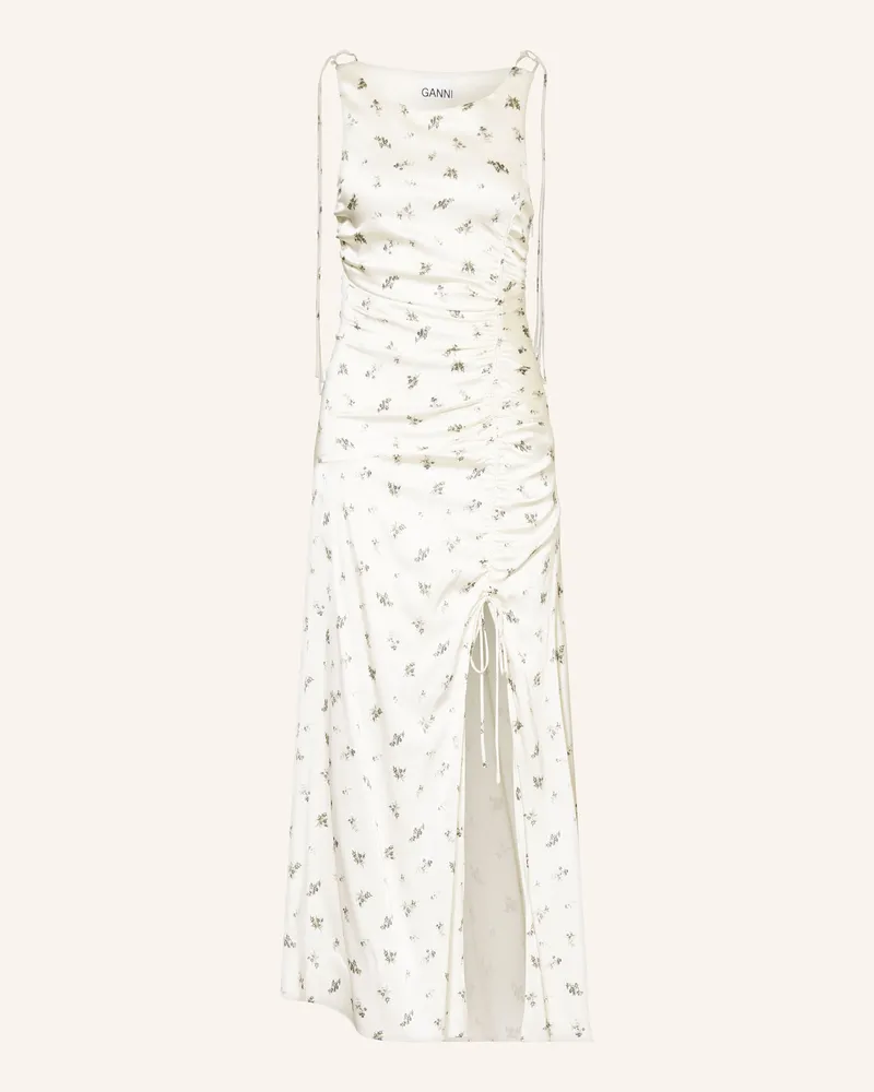 Ganni Satinkleid weiss Schwarz