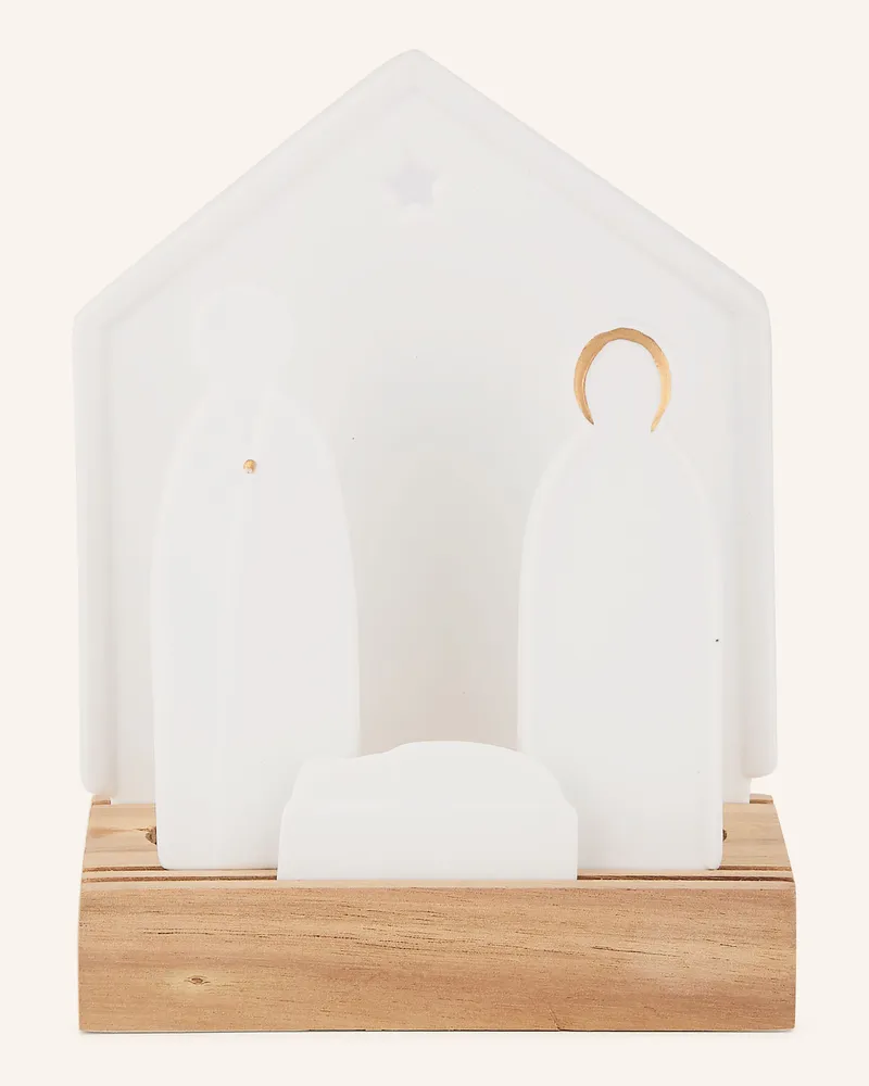 räder Teelichthalter KLEINE KRIPPE mit Dekofigur Weiss