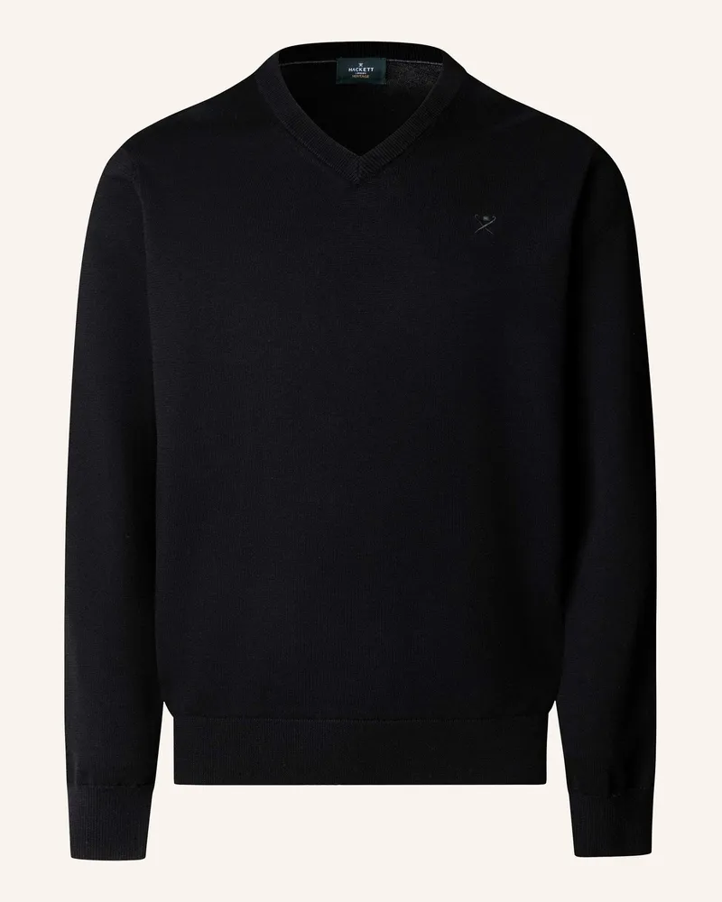 Hackett Pullover Ess Cotton V Neck schwarz Schwarz