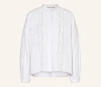 Leinenbluse Mit Lochspitze weiss