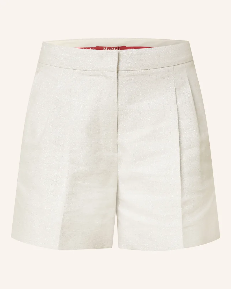Max Mara Shorts FAVILLA mit Leinen und Glitzergarn Hellgrau