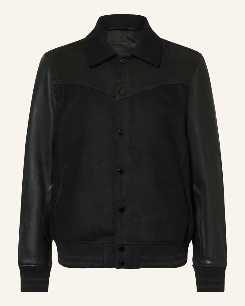 AllSaints Blouson ENDLETON im Materialmix Schwarz